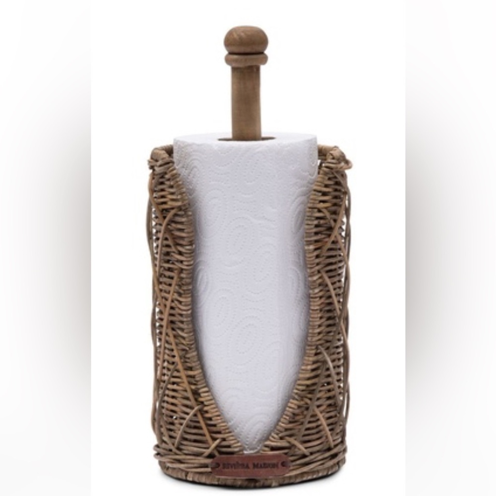 Rustic Rattan Kitchen Roll Holder - Picture 2 of 10